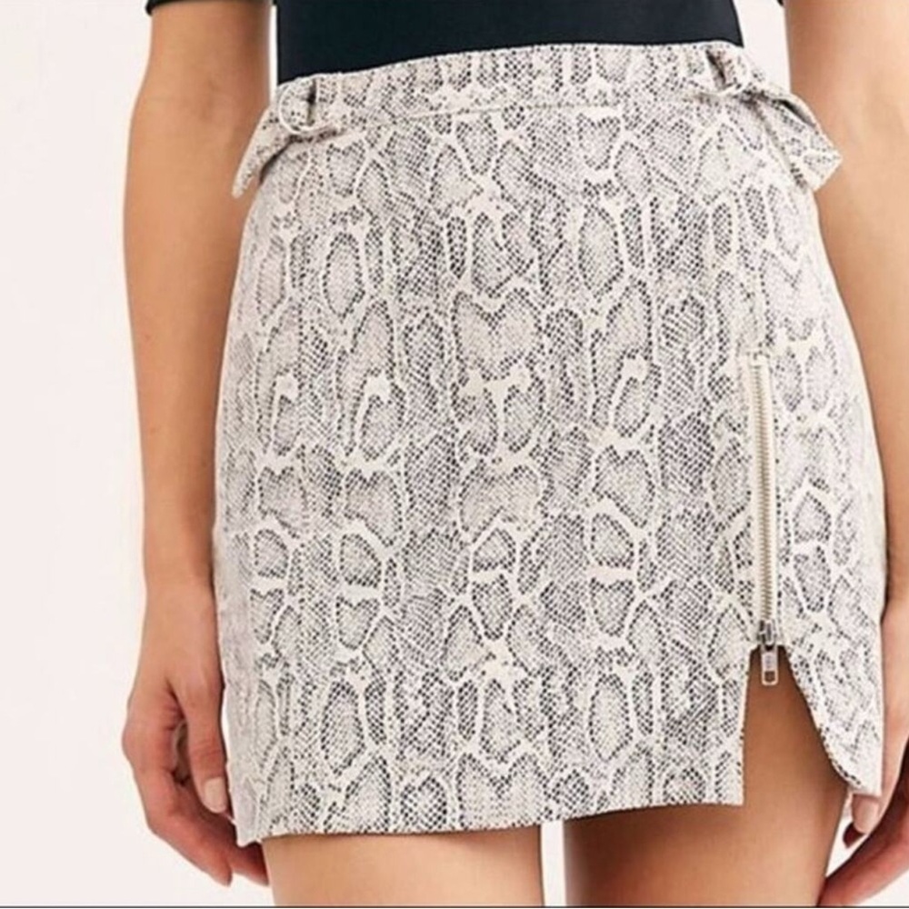 Free People Snake Print Mini Skirt in Gray and White